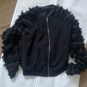 Zara bomber jacket with fringe sleeves